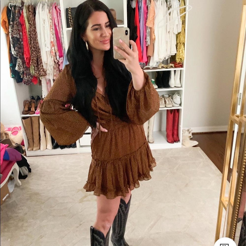 Buddy love brown cheetah long sleeve dress